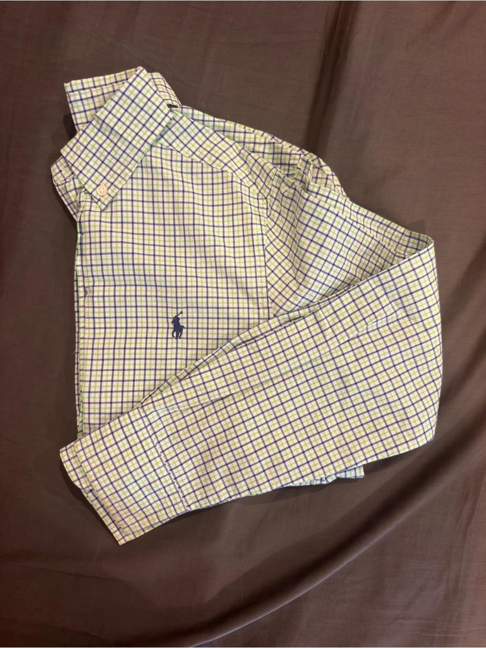 Ralph Lauren Men’s green and blue Check Button-Down Oxford Shirt M